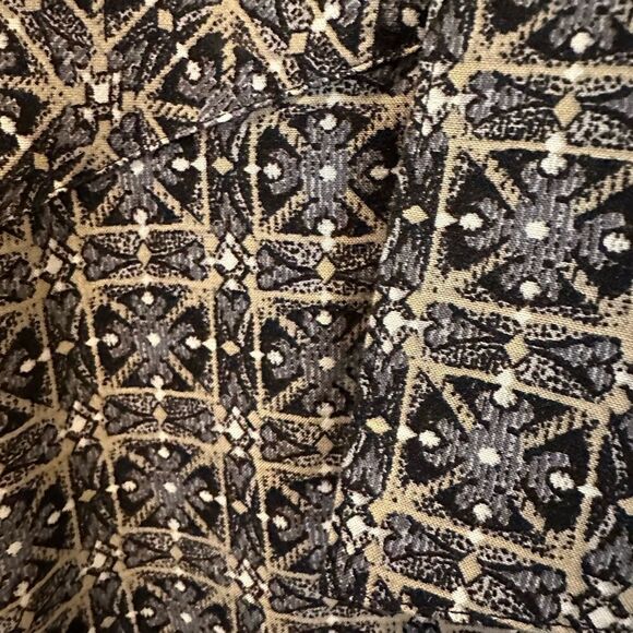 VTG Knightsbridge 100%Rayon Shirt Mens 2XL  Tan Atomic Retro Print 90s - Picture 4 of 9